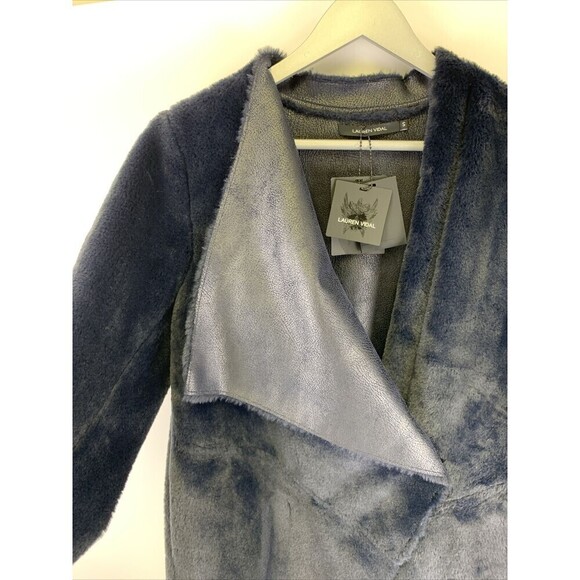 New Tags Lauren Vidal Nuit Faux Fur Jacket Luna Faux Leather Lined Womens Small - Picture 4 of 15